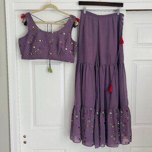 Lavender Indian Set Palazzo Pants and Bustier Top